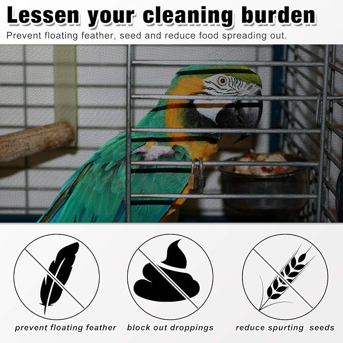3 Pieces Large Adjustable Bird Cage Cover Seed Feather Catcher Birdcage Nylon - Image 5