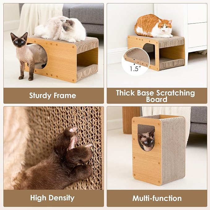 EHEYCIGA Cardboard Cat Scratcher House, 17-Inch Corrugated Cat Scratcher - Image 5