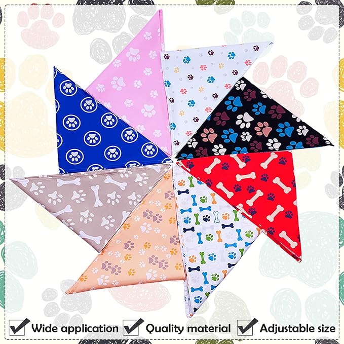 30 Pcs Paw Print Dog Bandanas for Small Dogs Stitch Dog Bandanas Bulk Polyester - Image 5