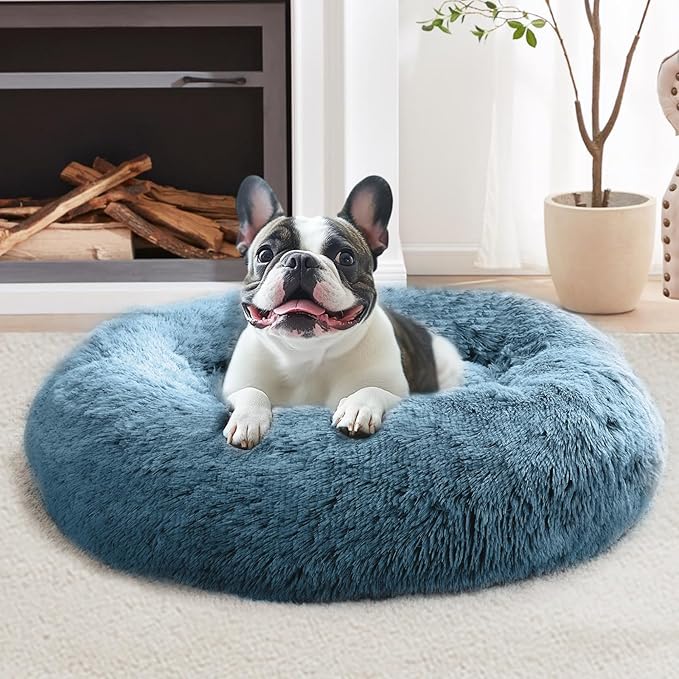 JOLLYVOGUE Calming Dog Bed Large Size Dog, Anti-Anxiety Donut Large Pet Bed by JOLLYVOGUE