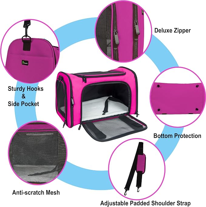 Soft Sided Carrier for Small Medium Cats Dogs, TSA Airline Approved Collapsible - Image 3