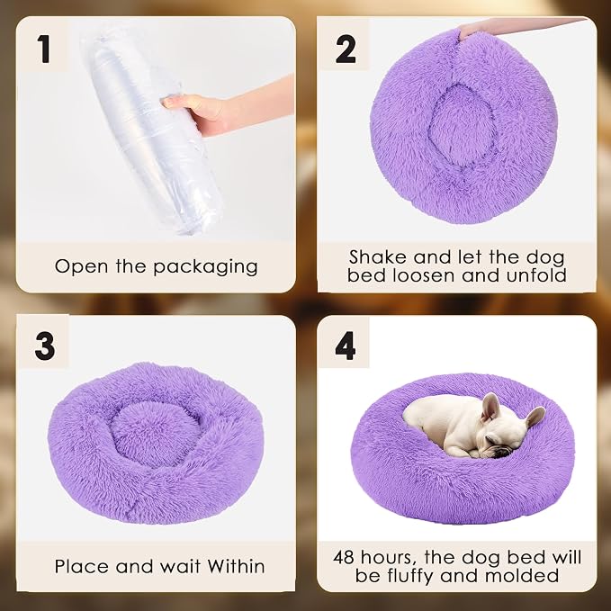 28in Large Dog Bed, Medium Size Dog and Cats, Calming Donut Bed - Image 6