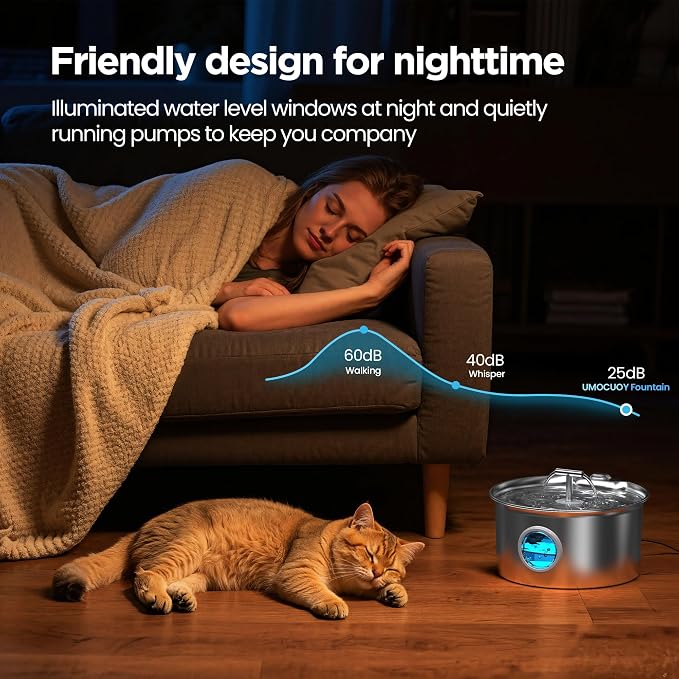 Cat Water Fountain Stainless Steel: 2.6L Cat Fountain - Image 8