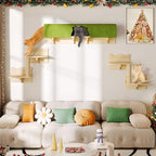 7-in-1 Cat Wall Shelves and Perches, Floating Cat Shelves Set, Solid Wood Wall - Image 7