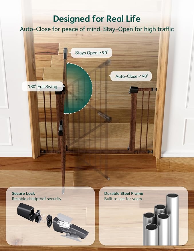 Mom's Choice Award Winner-BABELIO 26-40" Metal Baby Gate - Image 6