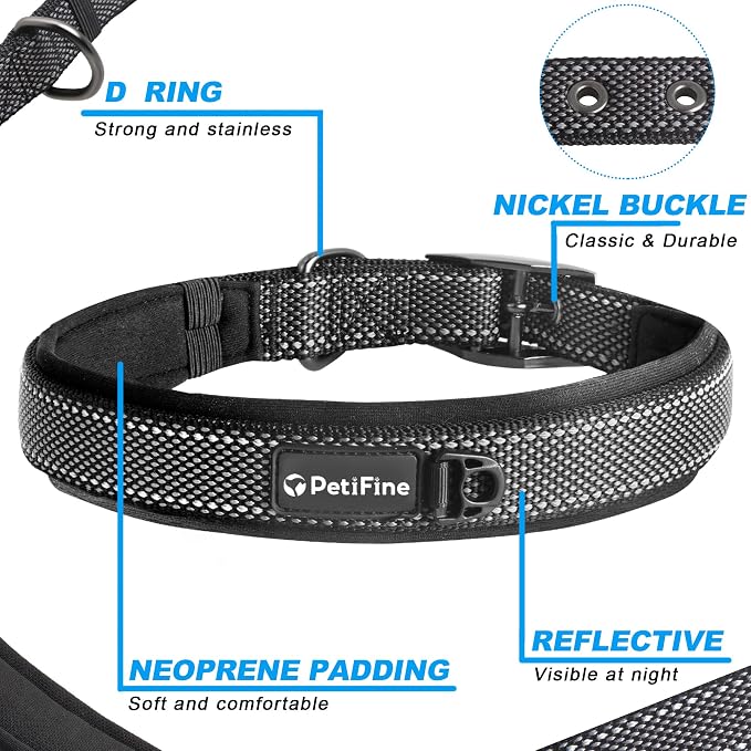 PetiFine Dog Collars for Medium Dogs, Neoprene Padded and Adjustable, - Image 3