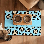 Puppy Feeding Mat 24x16 inch Blue Leopard Print Pet Bowl Placemat Non Slip - Image 5