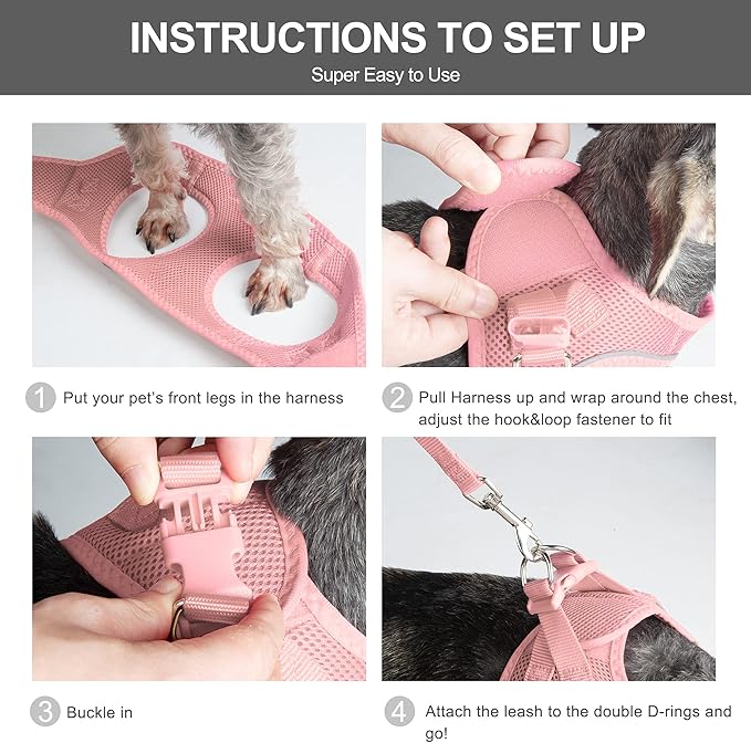 Fida Comfy Dog Harness with Leash, Cat Vest Harness Escape Proof, Breathable - Image 5
