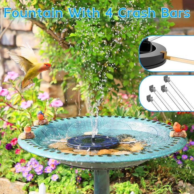 AMZtime Solar Water Fountain, Upgraded Solar Bird Bath Fountains - Image 2