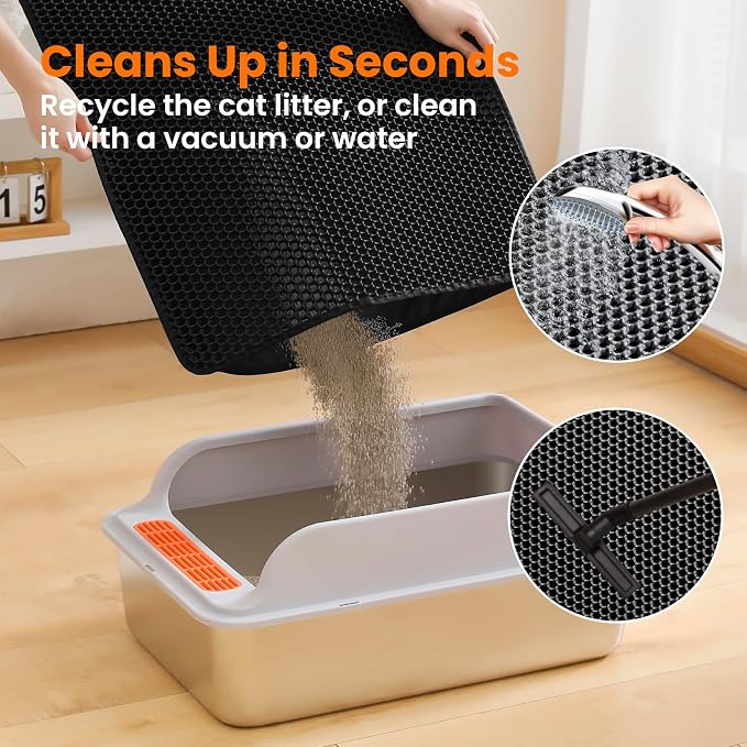 Cat Litter Mat, 24x18 Inches Large Double Layer Honeycomb Cat Litter Trapping - Image 5