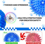 4 Pack 4.5" Light Up Squeaky Dog Balls, Spiky Dog Toy Balls - Image 4