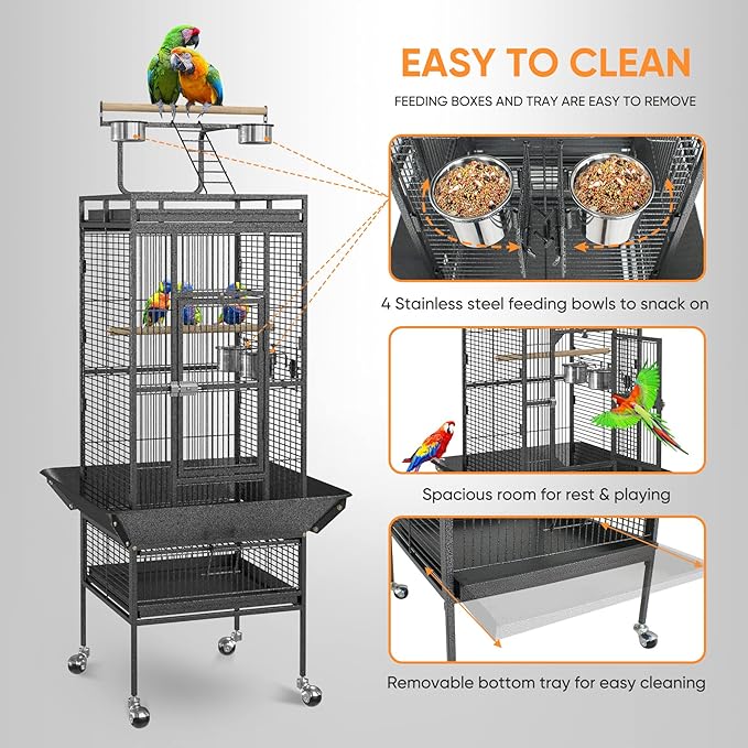 SUPER DEAL PRO 61-inch 2in1 Large Bird Cage - Image 5