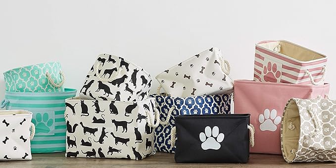 Bone Dry Pet Storage Collection Lattice Paw Print, Nautical Blue, Small Round - Image 7