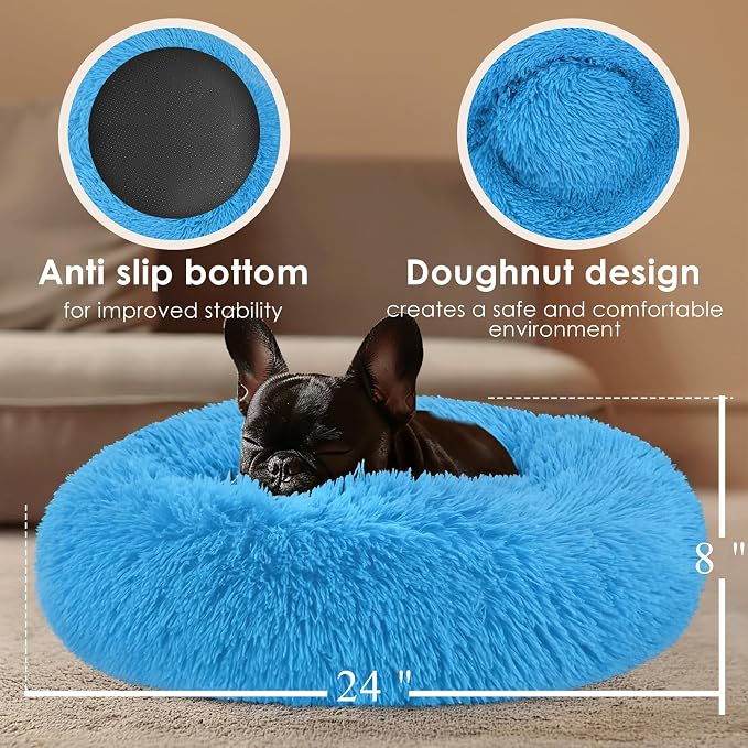 Dogs Bed for Small Dogs, Anti-Anxiety Washable Round Bed - Image 3