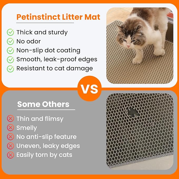 Cat Litter Mat, 24x18 Inches Large Double Layer Honeycomb Cat Litter Trapping - Image 3