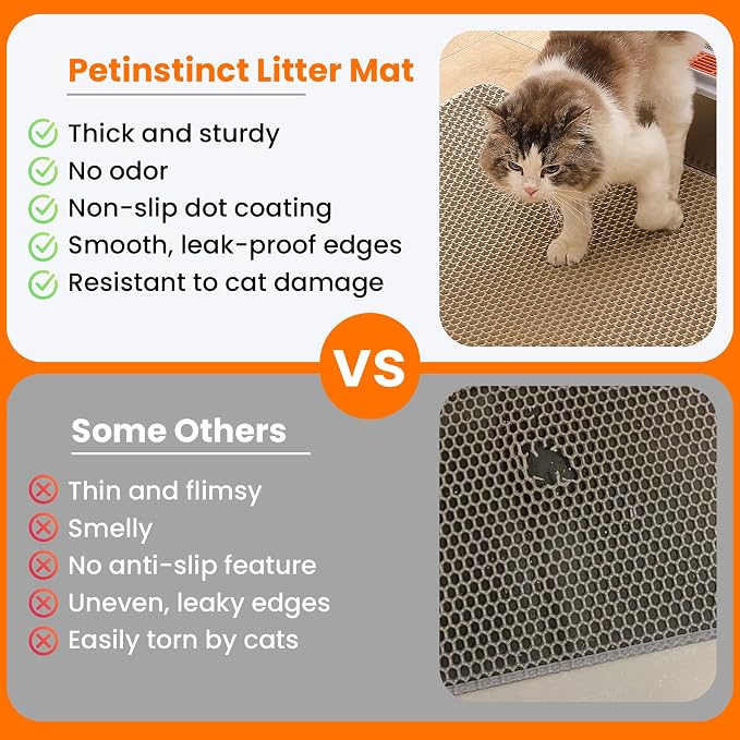 Extra Large Cat Litter Mat, 30x22 Inches Honeycomb Double Layer Cat Litter - Image 3