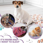 Panelee 4 Pcs Waterproof Dog Blankets Washable Puppy Paw Print Fleece Blanket - Image 5