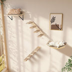 Cat Wall Shelves Set with Sisal Cats Window Perch, 4 Piece Wood Climbing - Image 6
