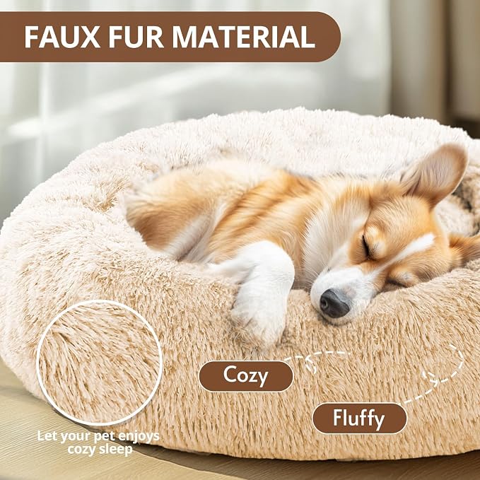 JOLLYVOGUE Calming Dog Bed Medium Size Dog, Anti-Anxiety Donut Medium Pet Bed - Image 2
