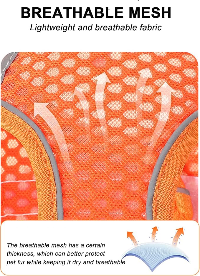 M Orange Soft Mesh Dog Harness and Leash Set, No Escape Puppy Harnesses - Image 4