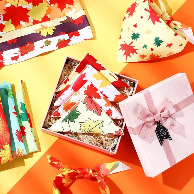 Abbylike 50 Pcs Fall Thanksgiving Dog Maple Leaves Bandanas Bulk Bandanas - Image 5