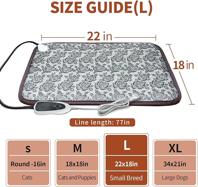 Pet Heating Pad 22x18 in with Smart Thermostat Switch and Power Line Protection - Image 2