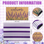 Tinideya 2 Pcs Lavender Door Mat Purple and White Stripe Welcome Non Slip Coir - Image 2