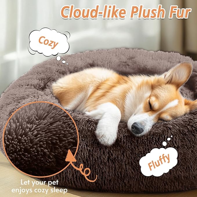 JOLLYVOGUE Calming Dog Bed Medium Size Dog, Anti-Anxiety Donut Medium Pet Bed - Image 2