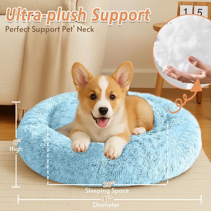 JOLLYVOGUE Calming Dog Bed Medium Size Dog, Anti-Anxiety Donut Medium Pet Bed - Image 5