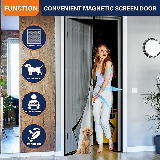 Magnetic Screen Door, Fit Door Size 35 x 80 Inches, Screen Doors - Image 6