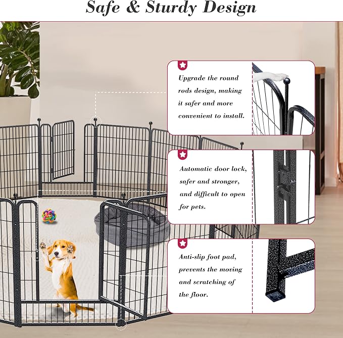 Dog Playpen 32 inch 10 Panels Indoor Dog Pen - Image 5