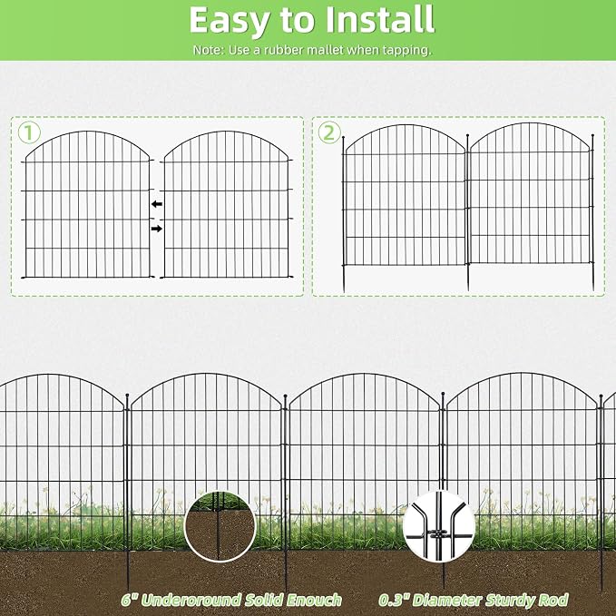 Decorative Garden Fence 32in x24ft, 10 Pack No Dig Fence Animal Barrier - Image 3