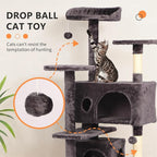 BestPet | 54" Cat Tree Tower | Purple Gray | Sturdy, Hanging Cat Toys, - Image 3