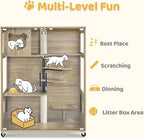 Lovupet Wooden Cat House with Scratching Posts, Luxury Large Cat Condo with - Image 4