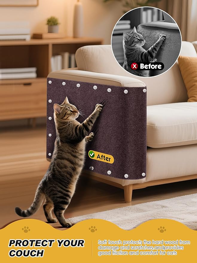 2PCS 39.4"x15.8" Cat Scratch Mat, Trimmable Self-Adhesive Carpet, DIY Climb Cat - Image 2