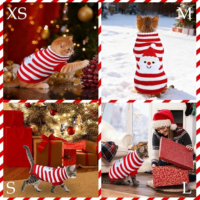 Cat Dog Christmas Sweater Pet Winter Warm Coat Pajamas Small Dog Sweaters - Image 6