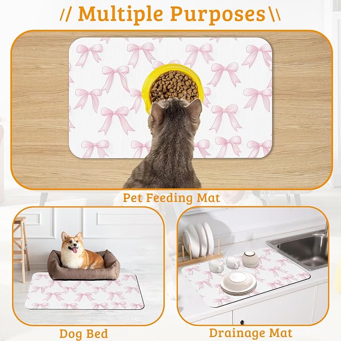 Pet Feeding Mat, Non-Slip Water Bowl Placemat, Pet Supplies 12" x 20" - Image 7