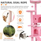 BestPet | 70" Cat Tree Tower | Pink | Sturdy, Hanging Cat Toys, Observation - Image 4