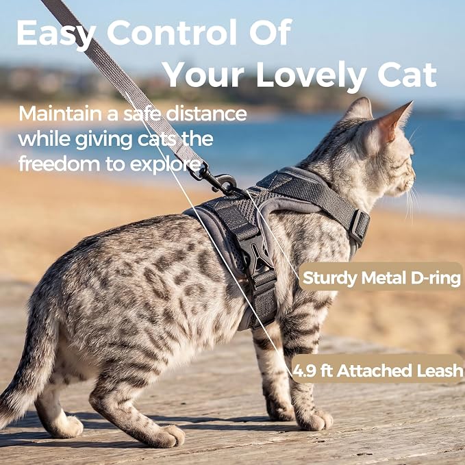 Cat Harness and Leash Set Escape Proof Tactical Medium Kitten Harness Emotional - Image 5