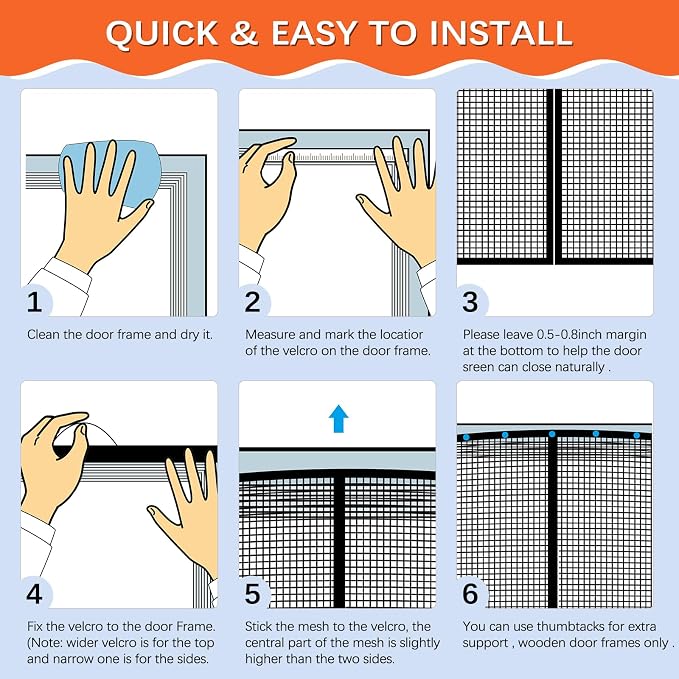 Reversible Left Right Side Opening Fiberglass Magnetic Screen Door, Fit Door - Image 6