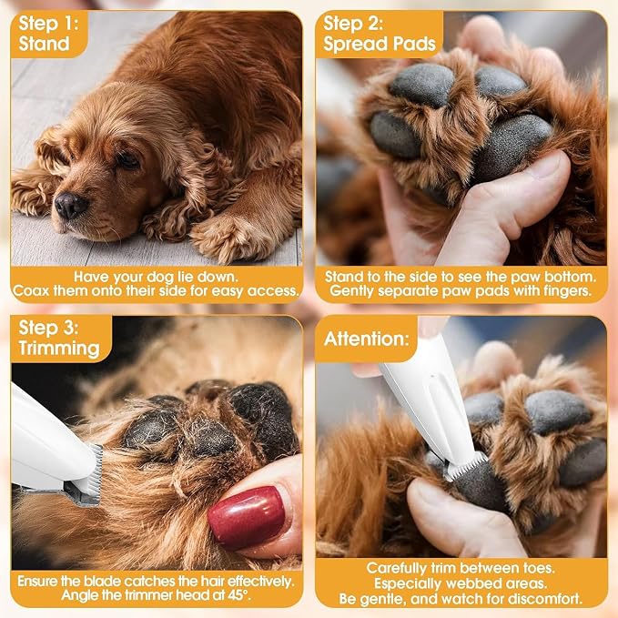 2PCs Dog Paw Trimmer with LED Light, 35dB Low Noise Precision Pet Paw Trimmer - Image 5