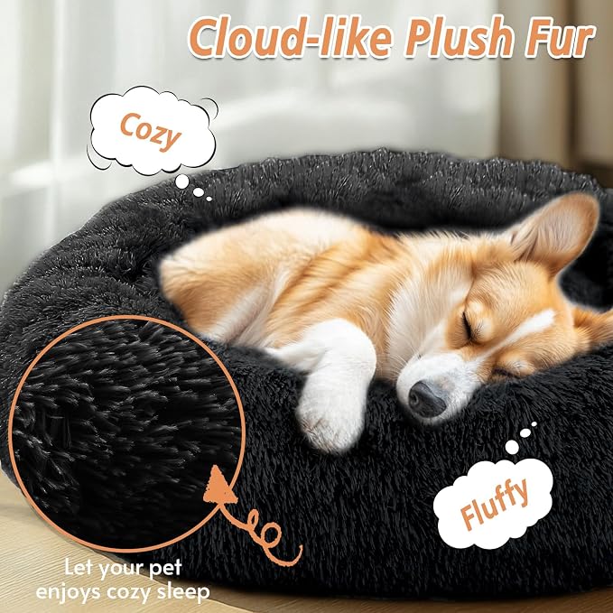 JOLLYVOGUE Calming Dog Bed Medium Size Dog, Anti-Anxiety Donut Medium Pet Bed - Image 2