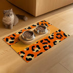 Puppy Feeding Mat 24x16 inch Orange Leopard Print Pet Bowl Placemat Non Slip - Image 9