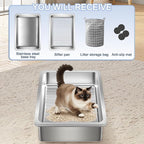 Teheao Stainless Steel Sifting Cat Litter Box - Image 7