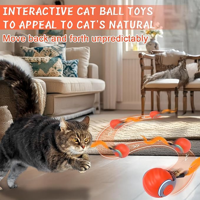 BABORUI 2Pack Orange Interactive Cat Toy Ball - Image 2