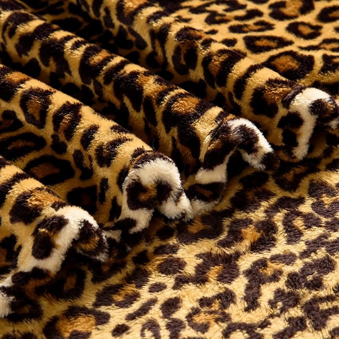 Bnuitland Leopard Print Flannel Twin Size Blanket - Image 8