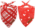 Realeaf Valentine's Day Dog Bandanas 2 Pack, Reversible Red Plaid Heart Dog by Realeaf