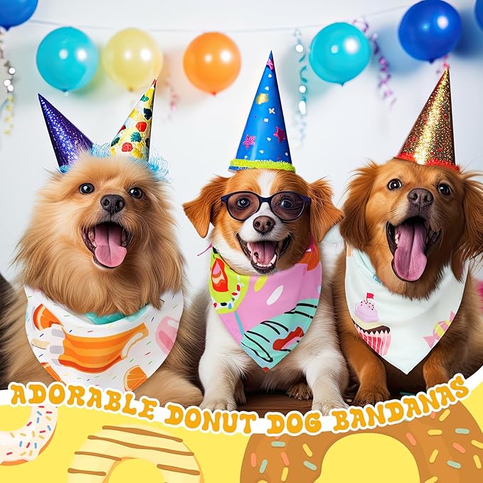 150 Pcs Donut Dog Bandanas Bulk Pet Bibs Colorful Triangle Scarf Donut Pet - Image 5