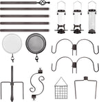 6-Hook Bird Feeding Station Kit, Wild Bird Feeder Stand Pole, Bird Bath and - Image 6