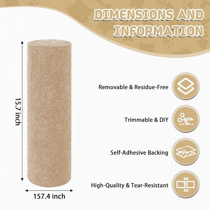 Climbing Cat Scratcher Mat Trimmable Cat Scratching Post Carpet 157.4’’x15.8’’ - Image 2